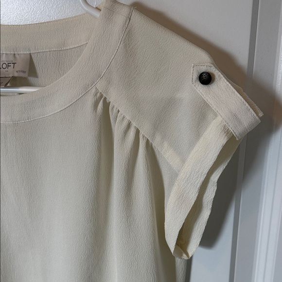 LOFT Women's Ivory Crepe Blouse with Button Detail - Picture 6 of 9